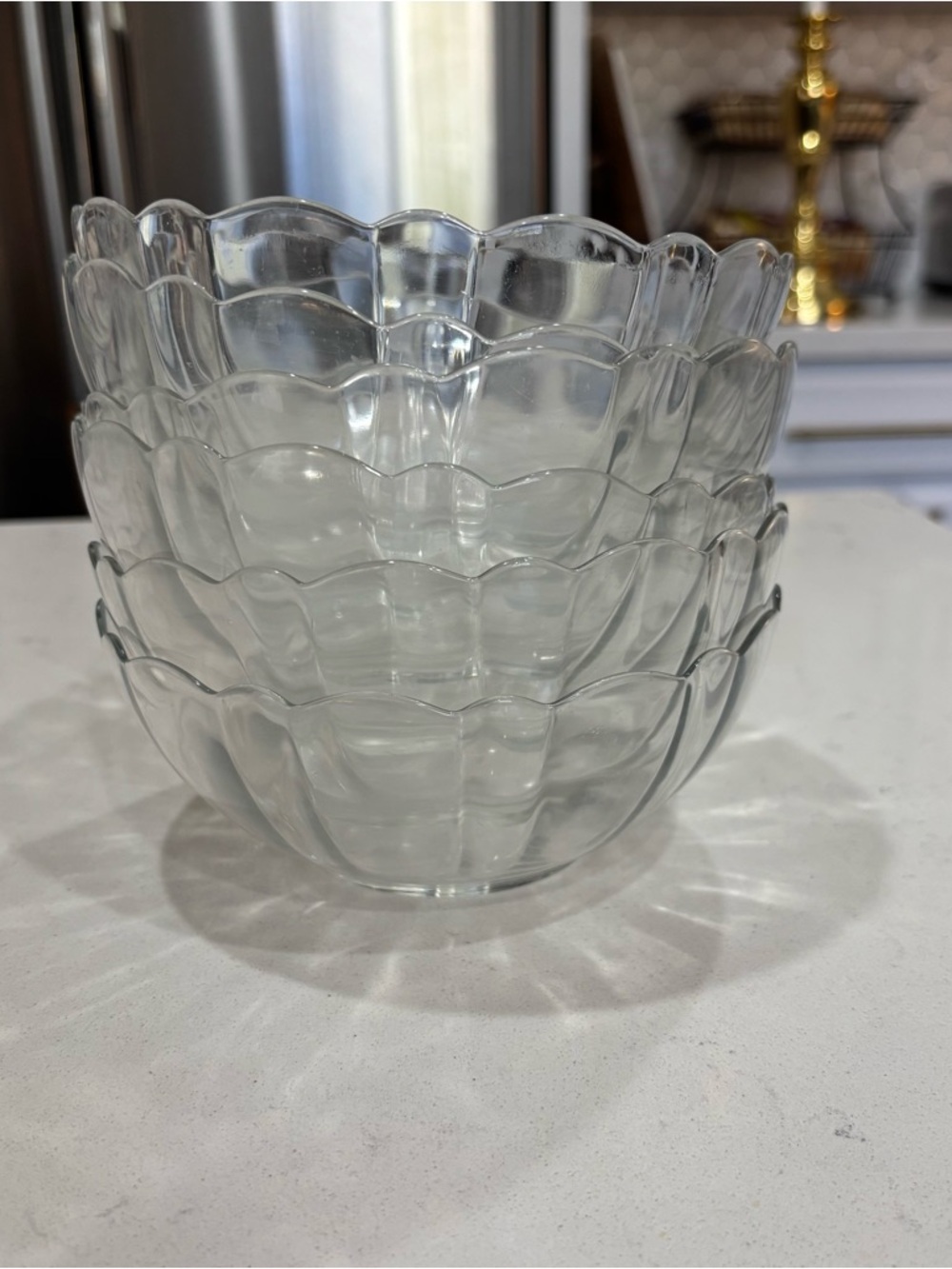 Arcoroc France Fleur Scalloped Glass Dessert Bowls - Set of 6